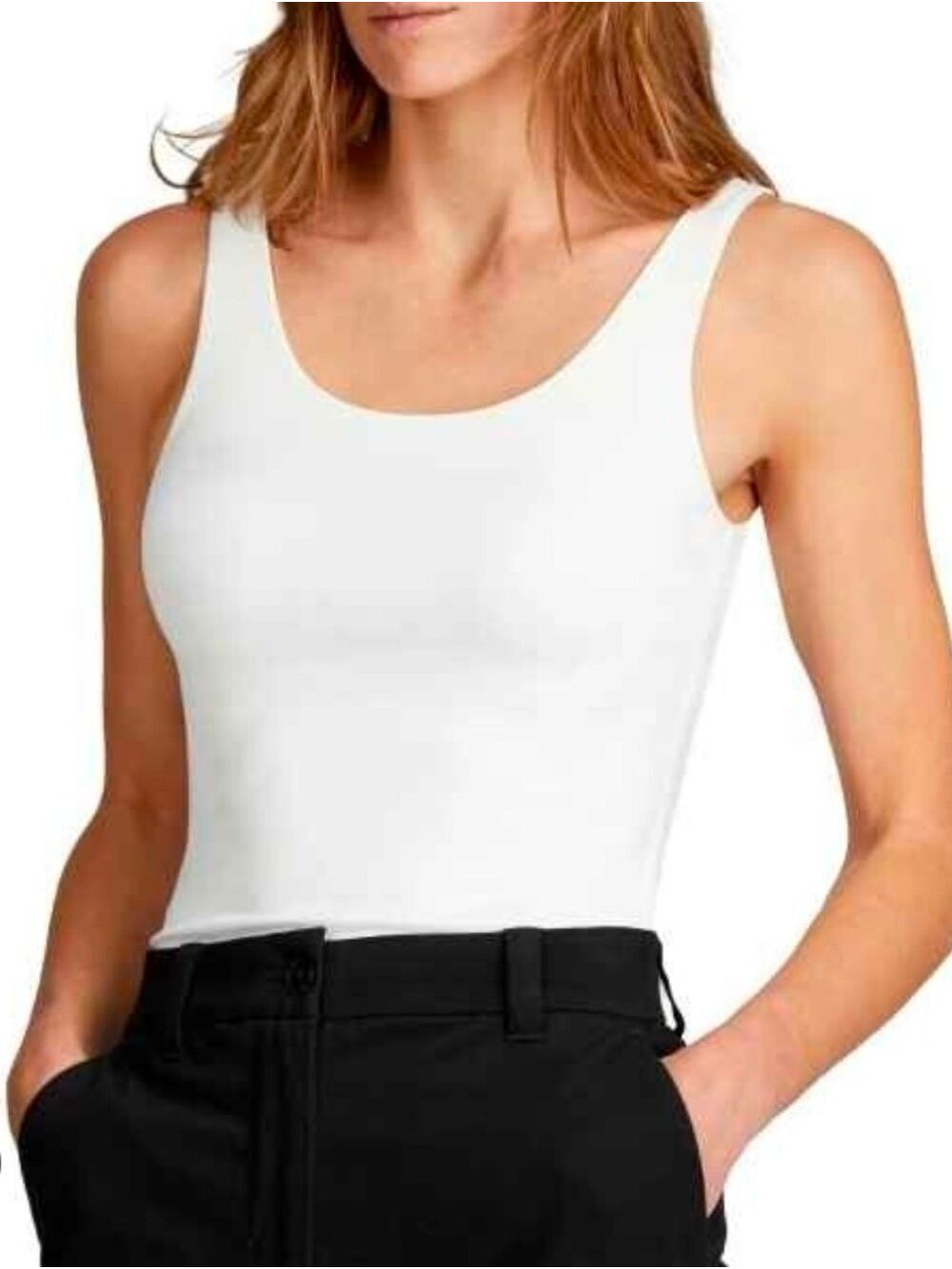 Women's Frank And Oak Smoothing Contour Tank Top White Scoop Neck